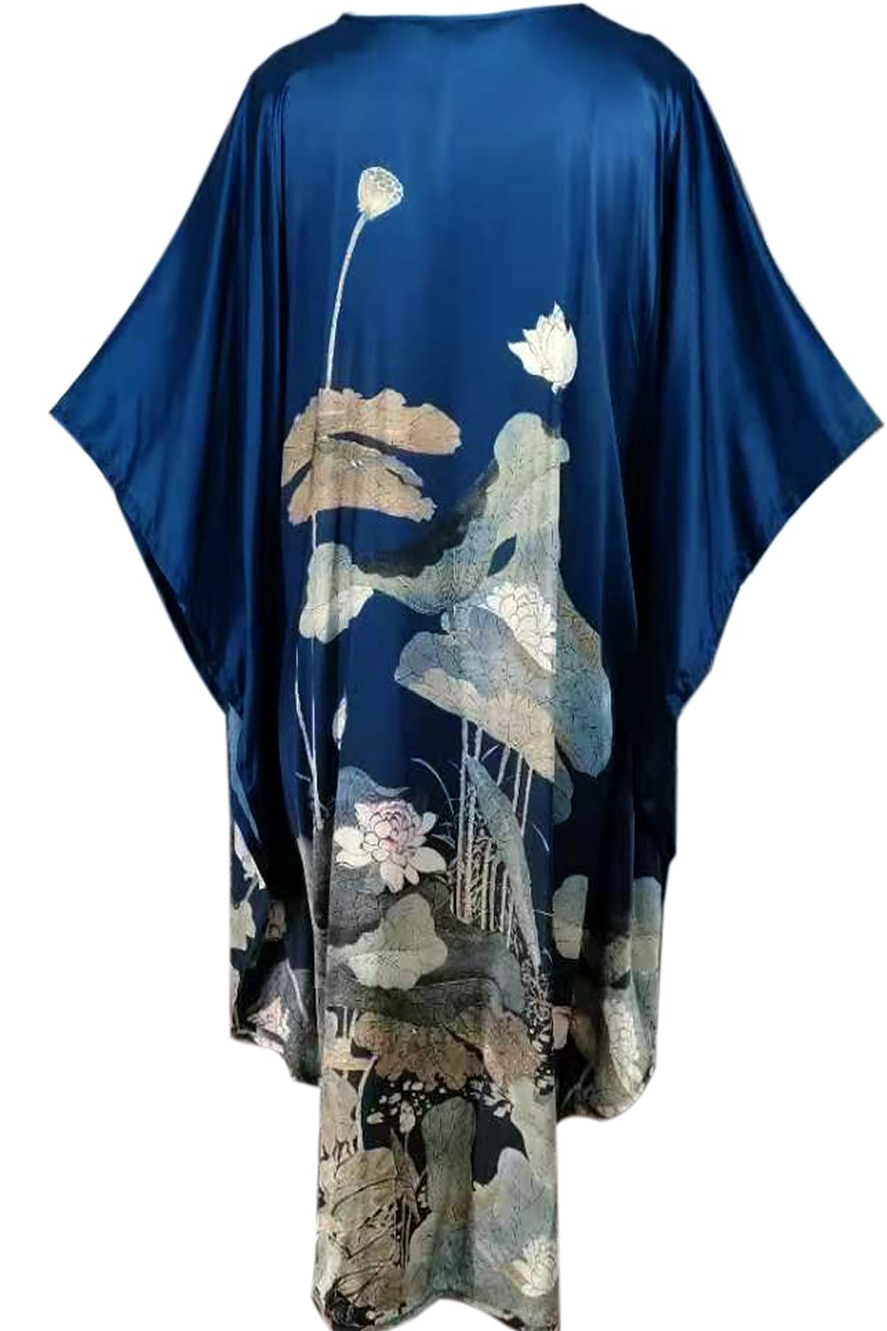 Luxury 100% Silk Pajamas for Women | Elegant Floral Print Silk Kimono Robe & Bathrobe with Doll Sleeves | Perfect for Spa Days, Bridal Showers & Relaxing at Home