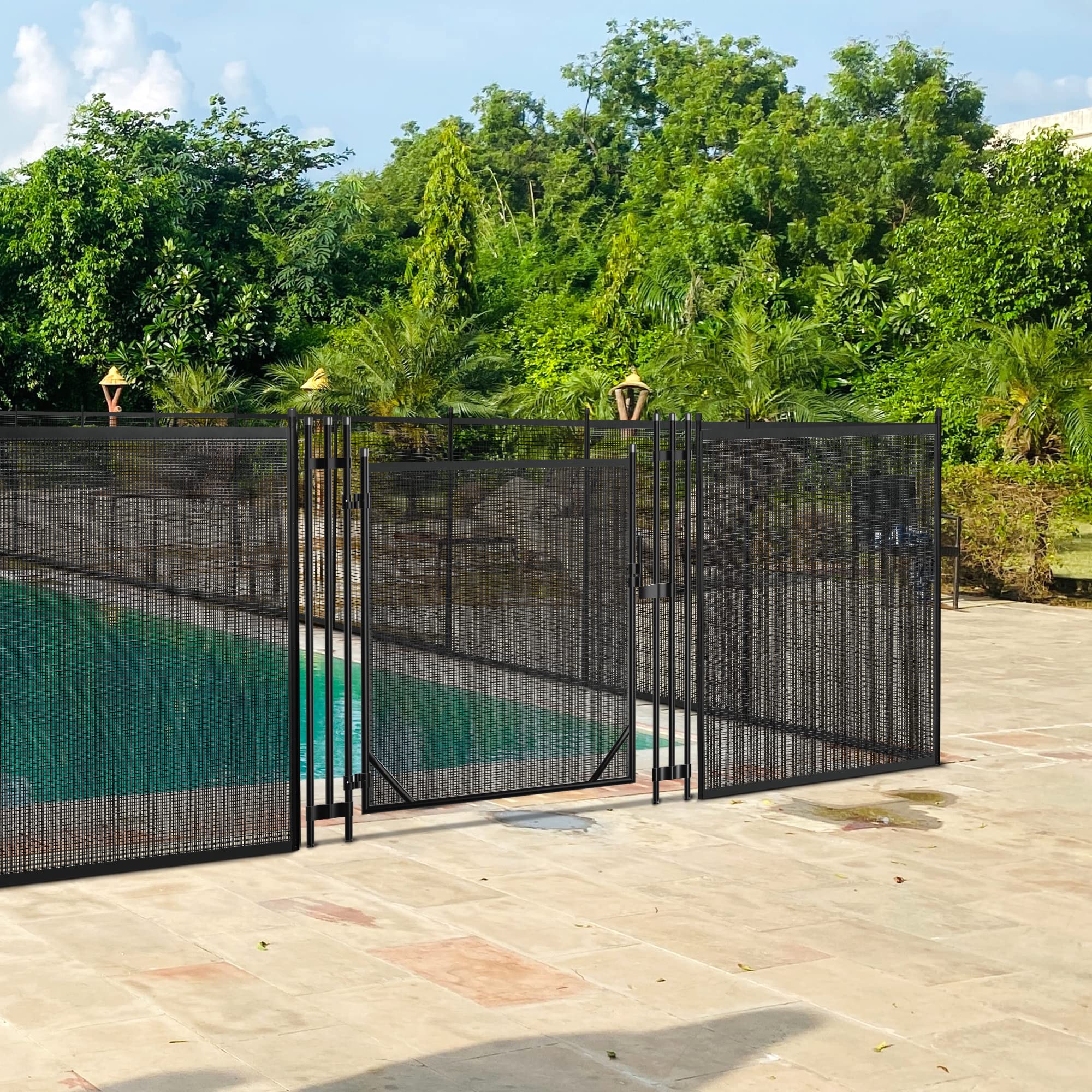 PexFix 4x3 Ft Inground Pool Safety Gate - Removable Outdoor Pool Fence with 340g Teslin Mesh for Above Ground Pools | Durable Child & Pet Barrier for Backyard, Garden & Swimming Areas