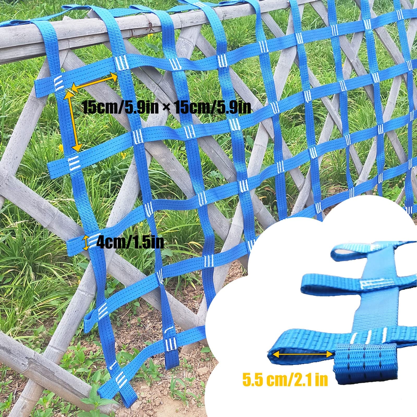 Climbing Net for Treehouse & Playground - Heavy Duty Cargo Rope Netting for Indoor/Outdoor Jungle Gym, Ninja Course Accessories, Kids & Adults Swing Set - Perfect for Backyard, Park, School & Adventure Play (Blue)