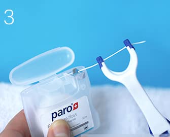 Paro Floss Holder & Mint Waxed Fluoridated Dental Floss 50M - Essential Oral Care for Braces, Bridges & Tight Teeth Gaps