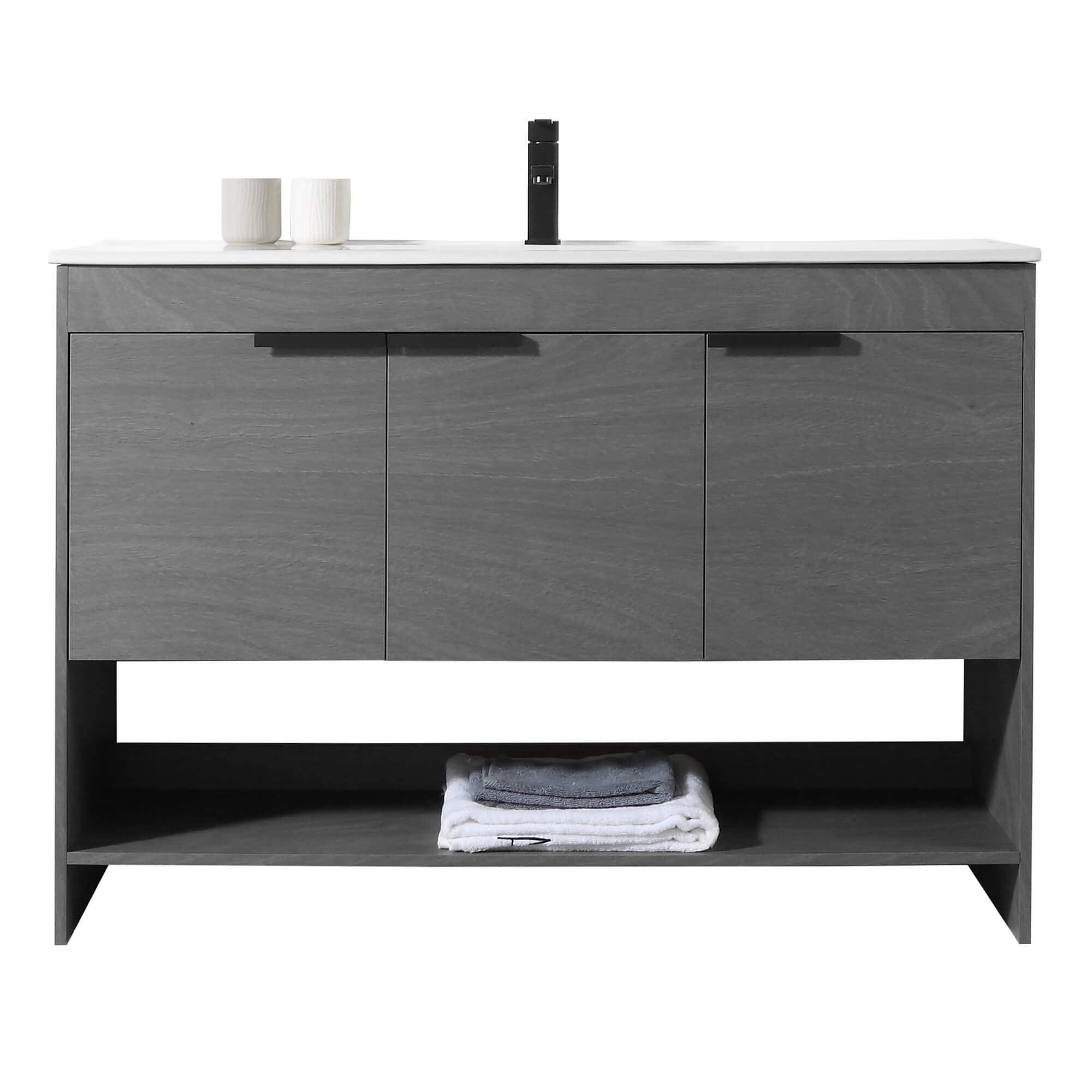 Fine Fixtures Phoenix 48 Inch Bathroom Vanity with Sink - Modern White Bathroom Cabinet with Soft-Close Doors, Storage Drawers & Durable Construction - Perfect Space-Saving Vanity for Small Bathrooms (Full Assembly Required) | Ideal for Master Bath, Guest Bath & Powder Room Remodeling