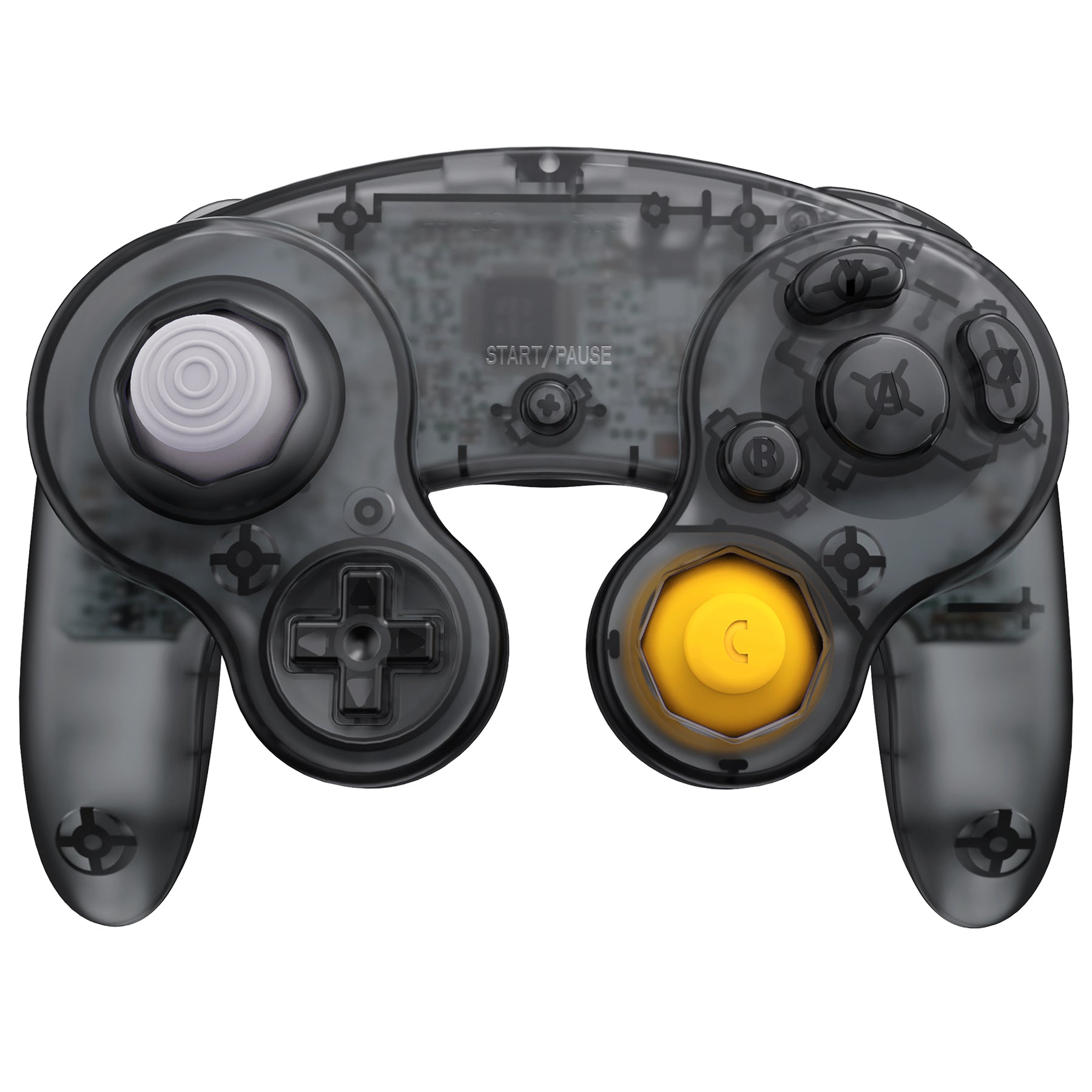 eXtremeRate Clear Black Replacement Faceplate & Backplate with Buttons for Nintendo GameCube Controller - Compatible with GCNM5002 - Perfect for Gaming, Repair & Customization