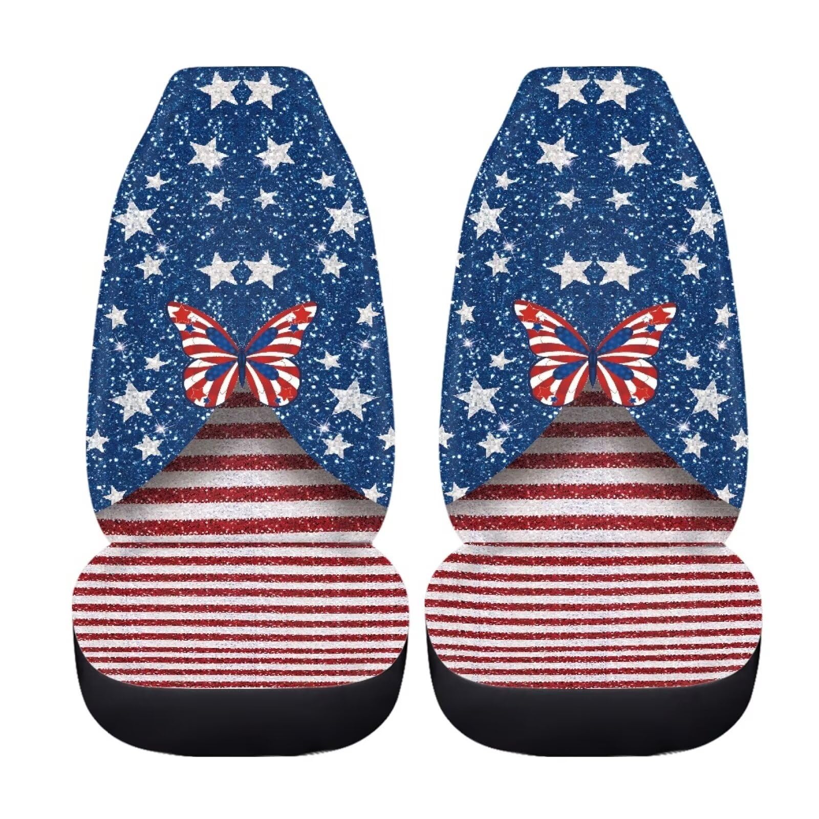 American Flag Butterfly Car Seat Covers - Universal Fit for Sedans, SUVs, Trucks & Vans | Front Seat Protectors with Patriotic Design | Perfect for Road Trips, Daily Commutes & Car Enthusiasts