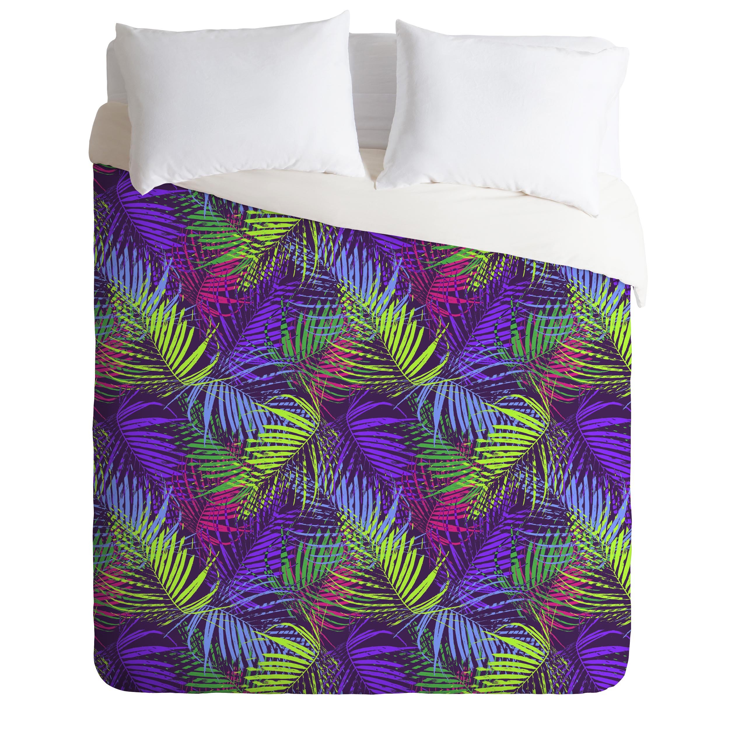 Deny Designs Aimee St Hill Tropical Palm Tree Duvet Cover Set - Queen Size, Soft & Breathable Bedding for Coastal & Boho Bedroom Decor - Perfect for Beach House, Vacation Home, or Summer Themed Room