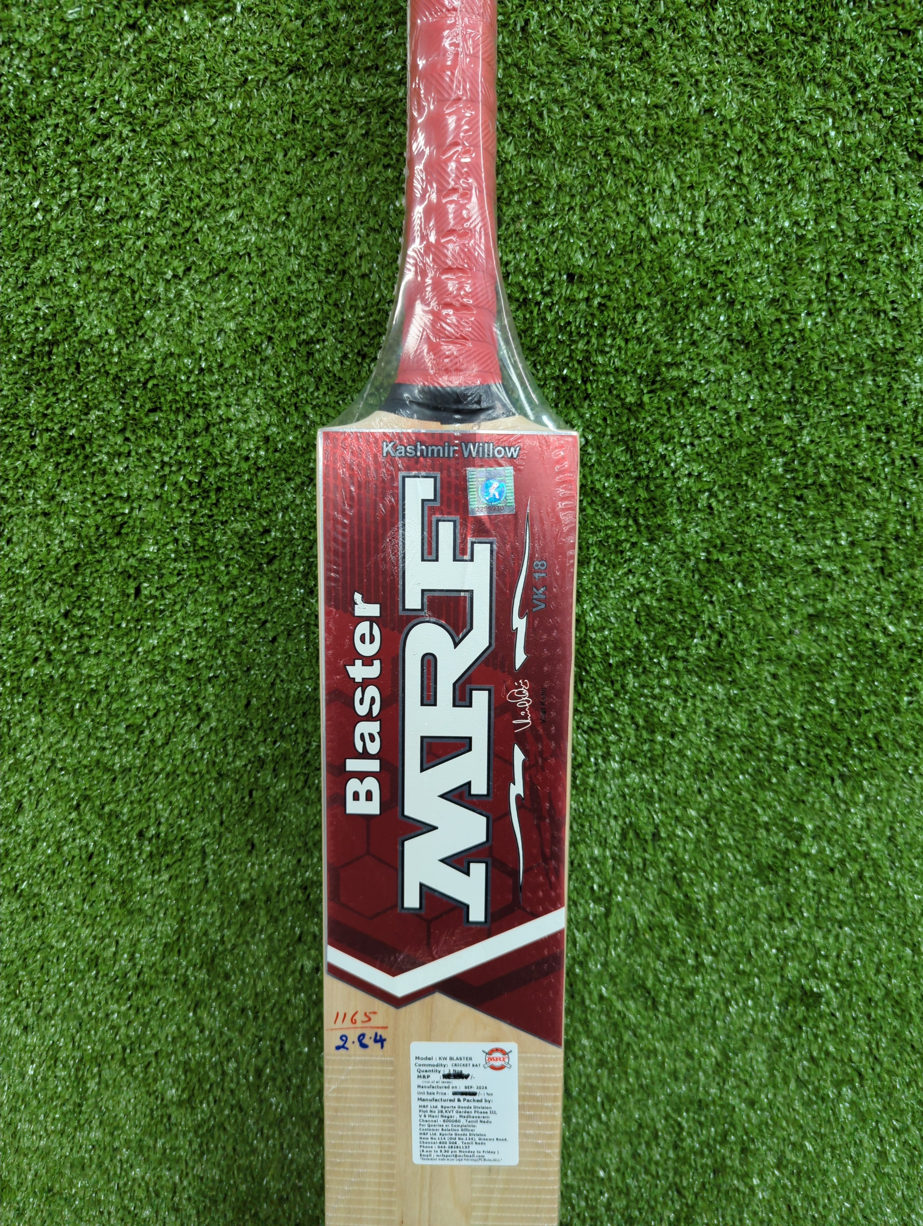 MRF Blaster Kashmir Willow Cricket Bat - Premium Quality for Practice & Matches - Perfect for Cricket Training, Games & Tournaments