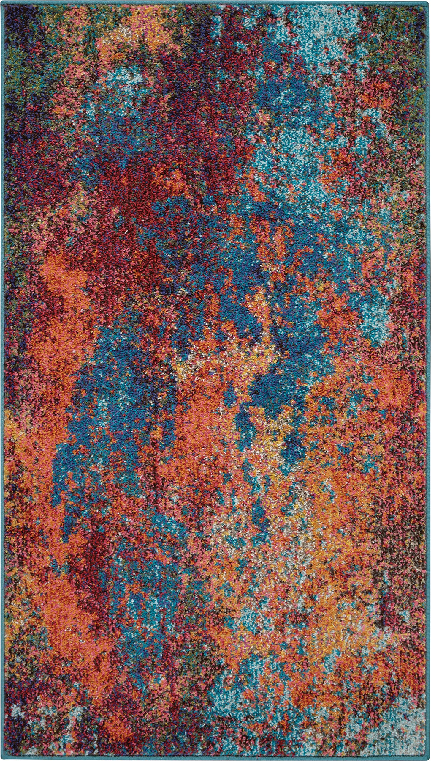Nourison Celestial Red/Blue Atlantic 3' x 5' Contemporary Abstract Area Rug - Non-Shedding, Easy to Clean - Perfect for Bedroom, Living Room, Dining Room & Kitchen Decor (3x5)