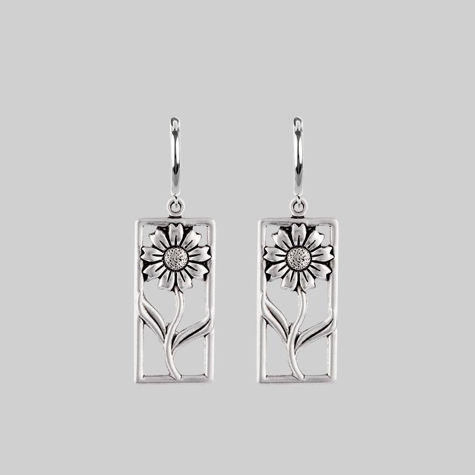 SERENA Sterling Silver Sunflower Hoop Earrings for Women - Elegant Floral Jewelry Gift for Birthday, Anniversary & Everyday Wear