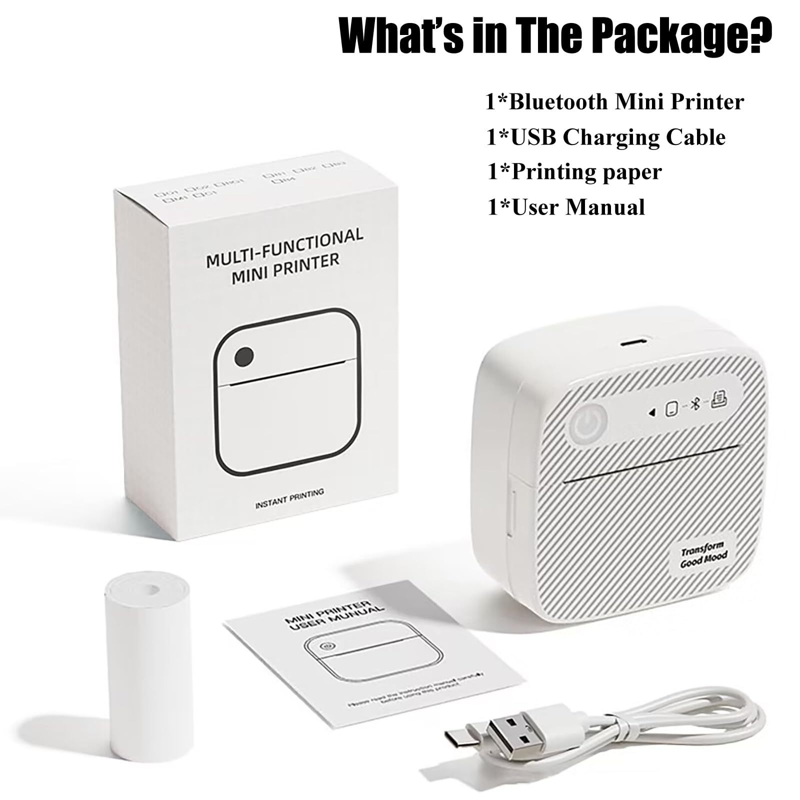 Portable Mini Sticker Printer - Wireless Bluetooth Inkless Printer for iPhone & Android | DIY Sticker Maker for Notes, Journals, Labels & Kids Crafts | Perfect for Scrapbooking, Planner Decoration & School Projects | App-Controlled Smart Label Printer