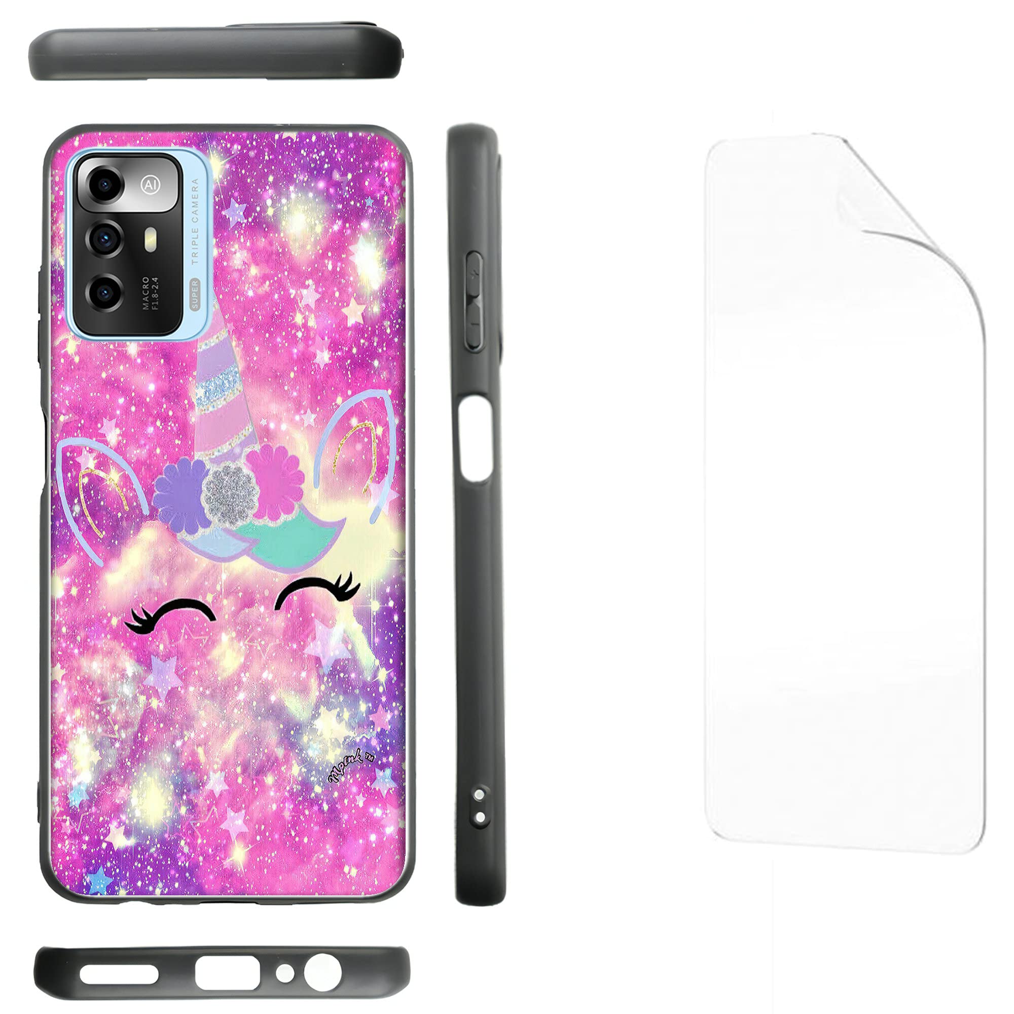 Premium Shockproof TPU Phone Case + HD Screen Protector for ZTE Blade A72 / V40 Vita - Slim Protective Cover with Anti-Scratch Film for Everyday Use, Travel & Outdoor Activities