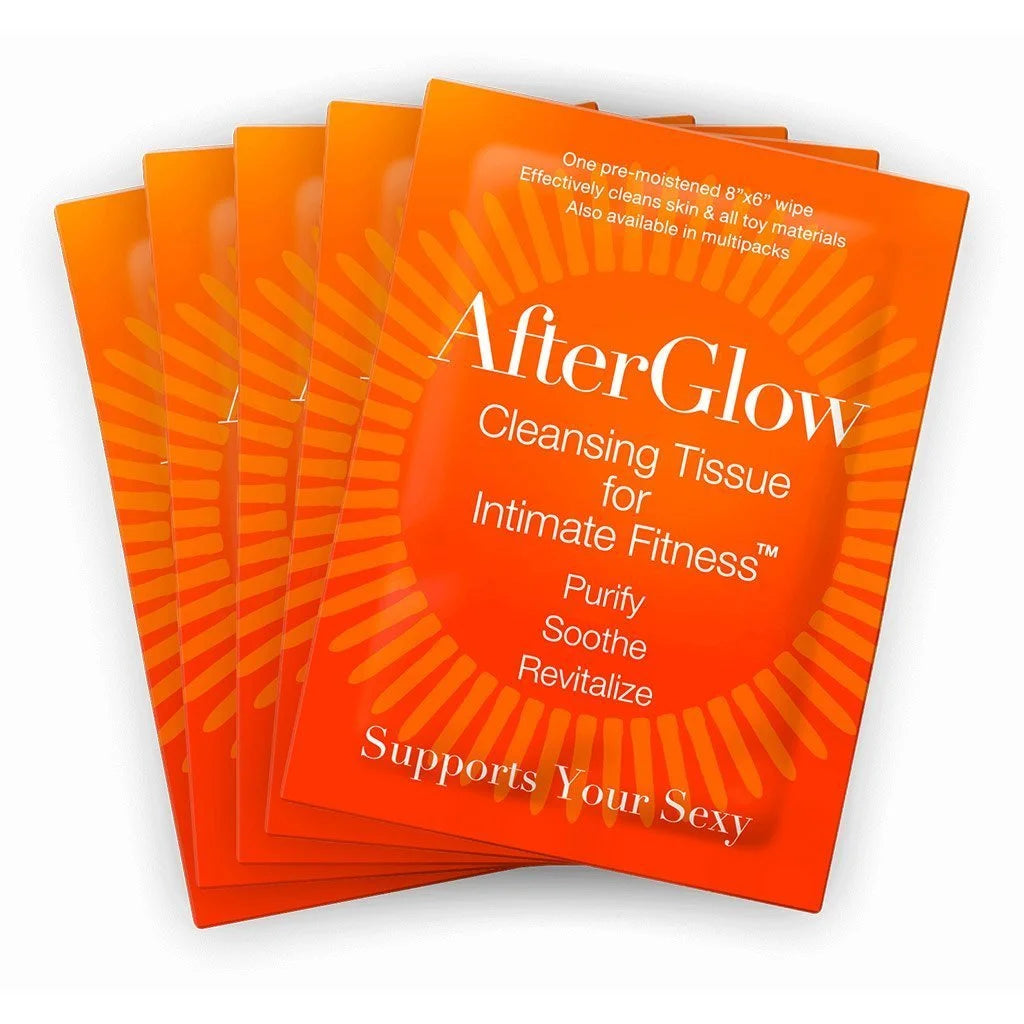 Afterglow Singles Cleansing Tissues - Gentle Makeup Remover Wipes for Face & Eyes | Travel-Friendly & Hypoallergenic | Perfect for On-the-Go Skincare & Post-Workout Refresh