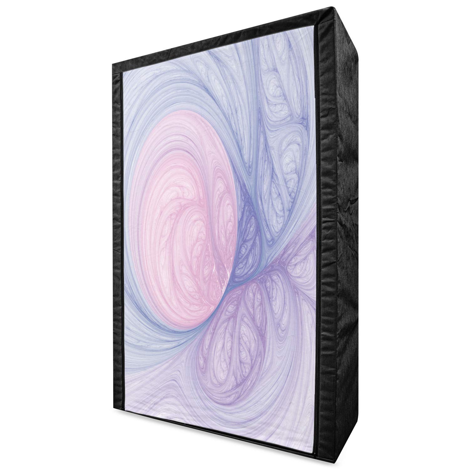 Ambesonne Psychedelic Portable Fabric Wardrobe - Abstract Fractal Design Clothing Organizer with Shelves, 42.5 Inch Storage Closet for Bedroom, Closet, Dorm - Purple Pink Home Decor for Teens & Adults