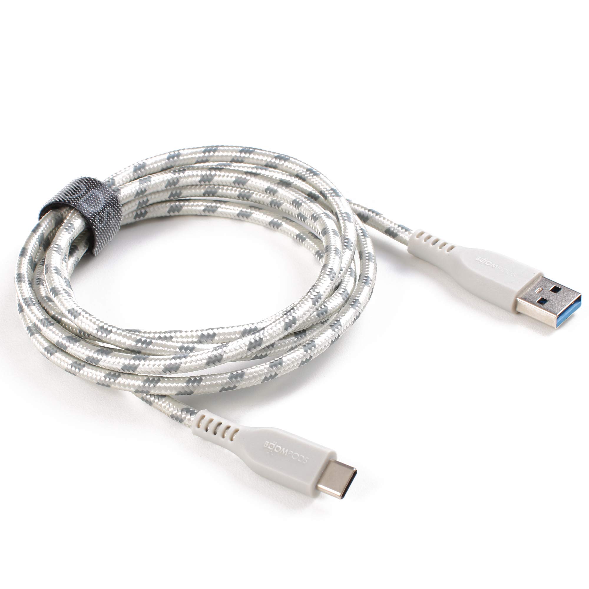 BoomPods Retro Armored USB-C to USB Braided Cable 1.5m (Titanium) - Durable Fast Charging Cord for iPhone, Android, Laptop, Gaming & Travel Accessories