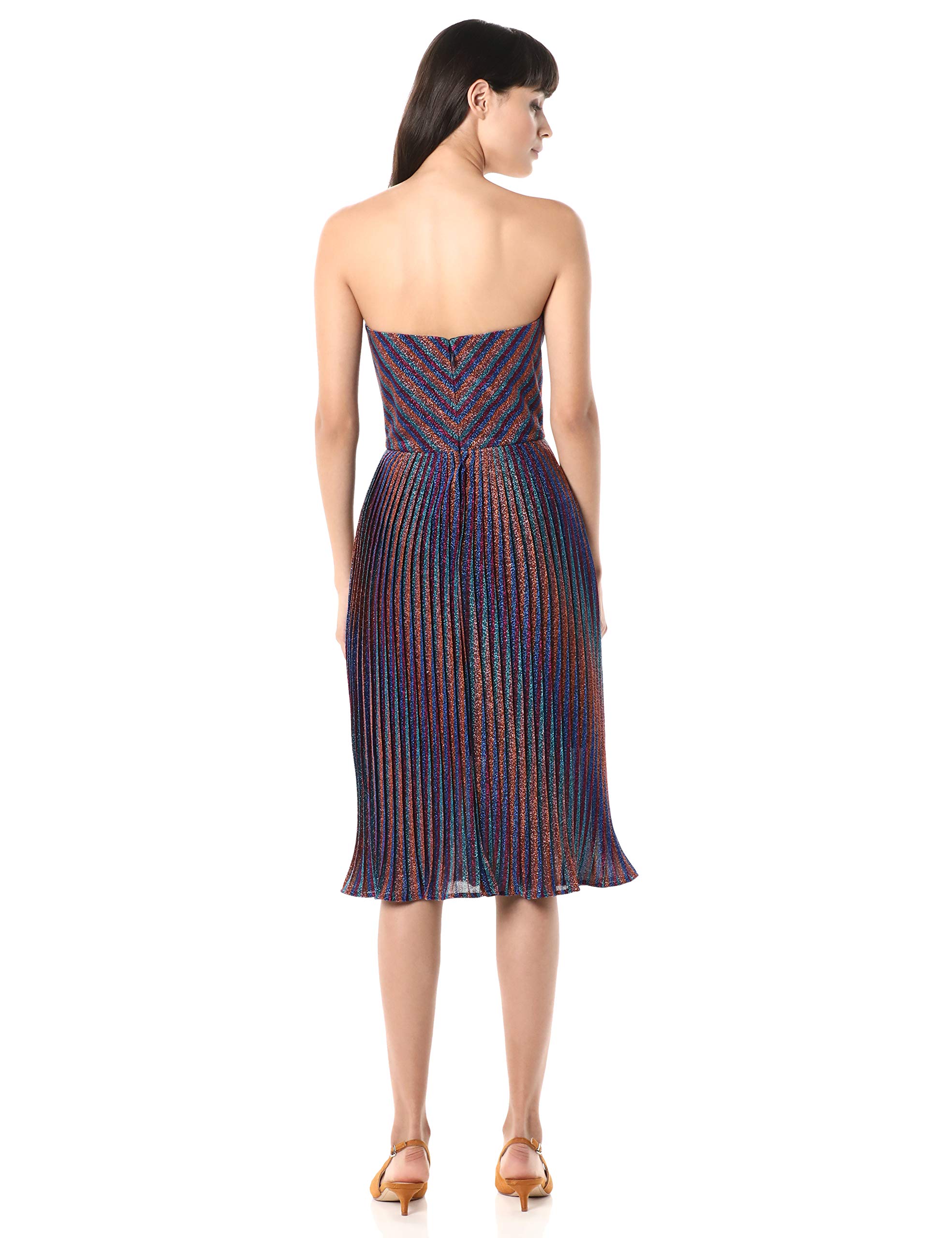 DRESS THE POPULATION Women's Rosalie Strapless Fit & Flare Pleated Party Dress - Elegant Cocktail & Wedding Guest Dress for Special Occasions
