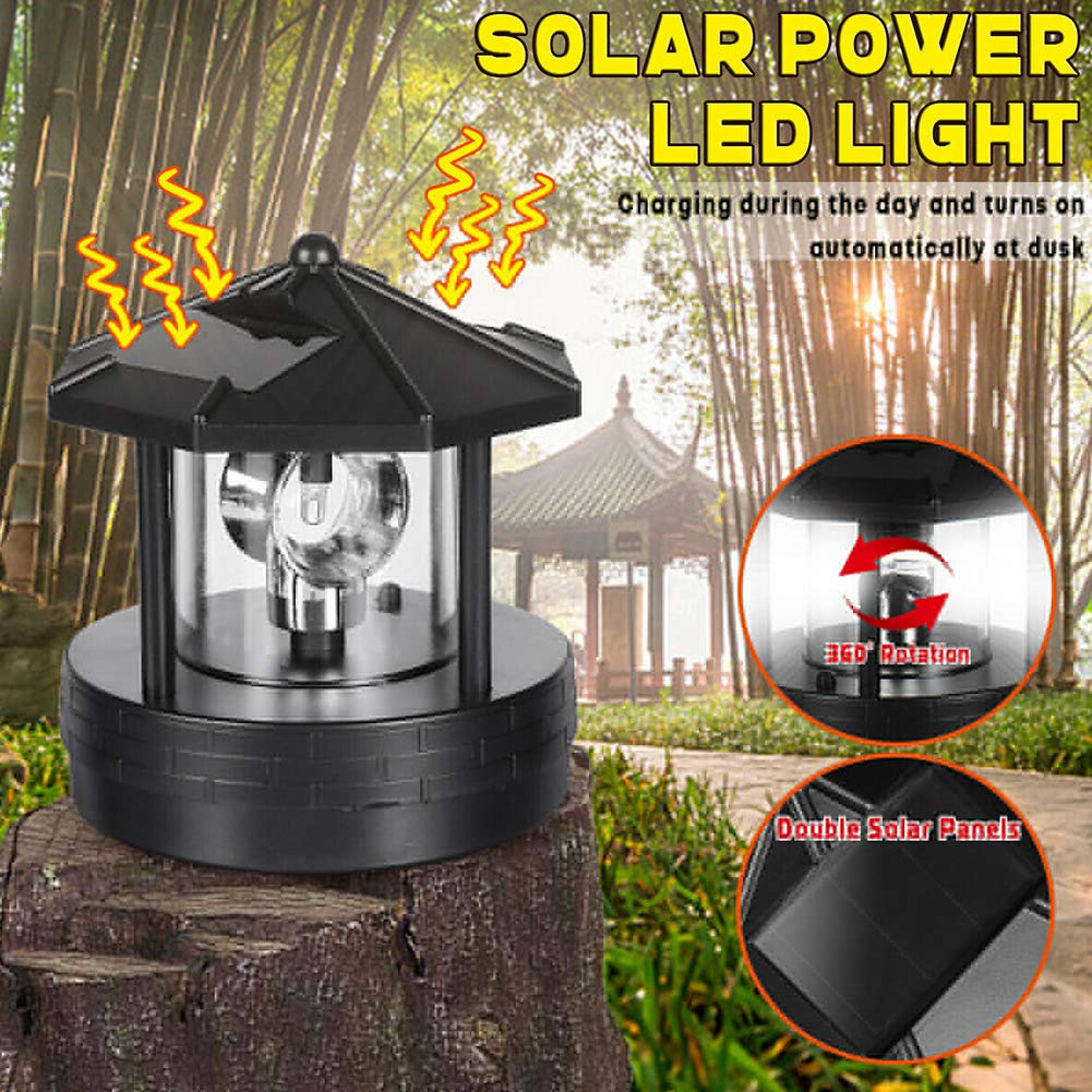 Waterproof Solar Powered LED Garden Lighthouse with 360° Rotation - Outdoor Solar Beacon Light for Yard, Lawn, Patio & Landscape Lighting | Perfect for Pathway, Driveway, Garden Decoration & Night Safety