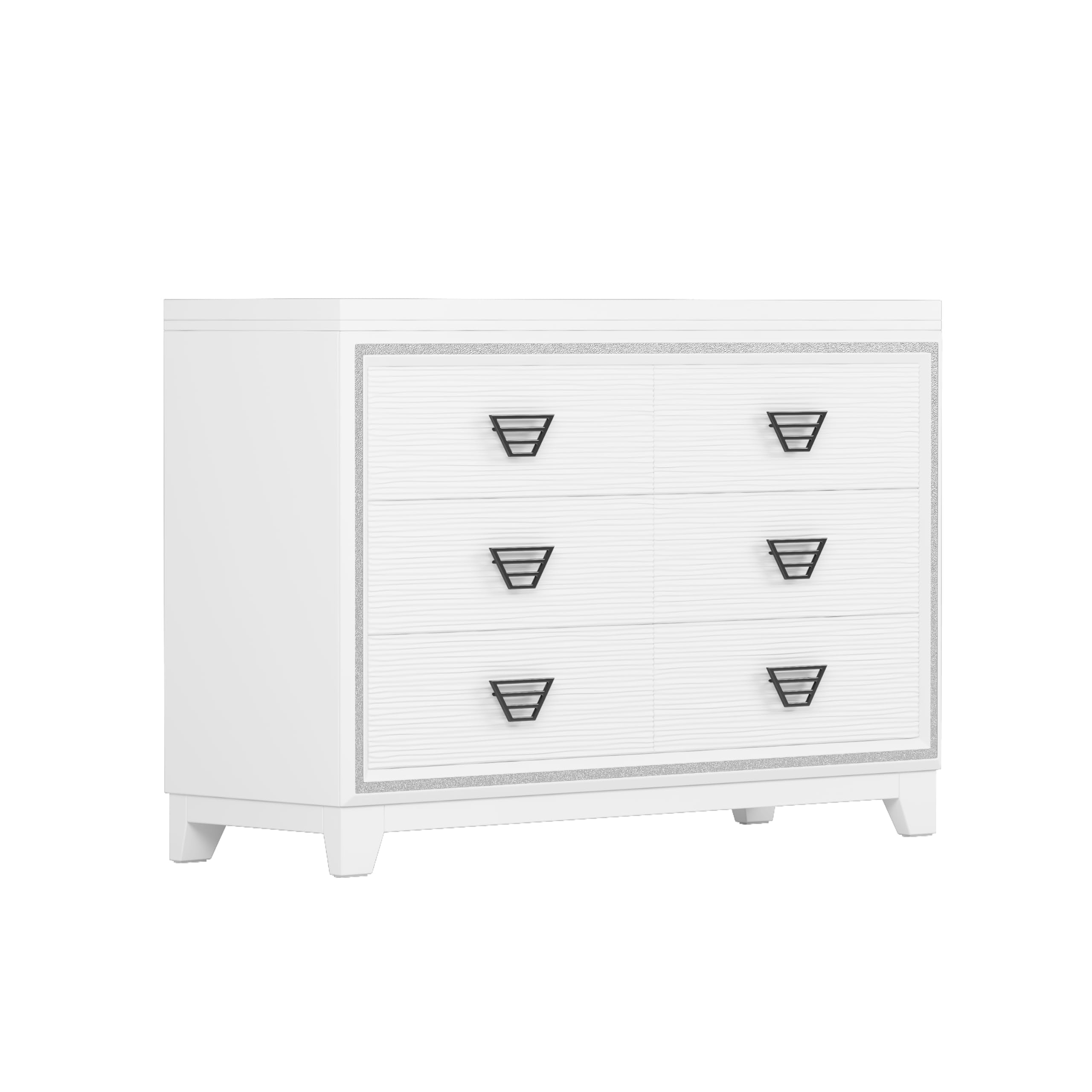 Harper & Bright Designs 3-Piece Queen Size Bedroom Set with LED Lights - Upholstered Bed, Nightstands & Dresser with Metal Handles - Modern White Wood Furniture for Master Bedroom, Guest Room & Apartment Decor