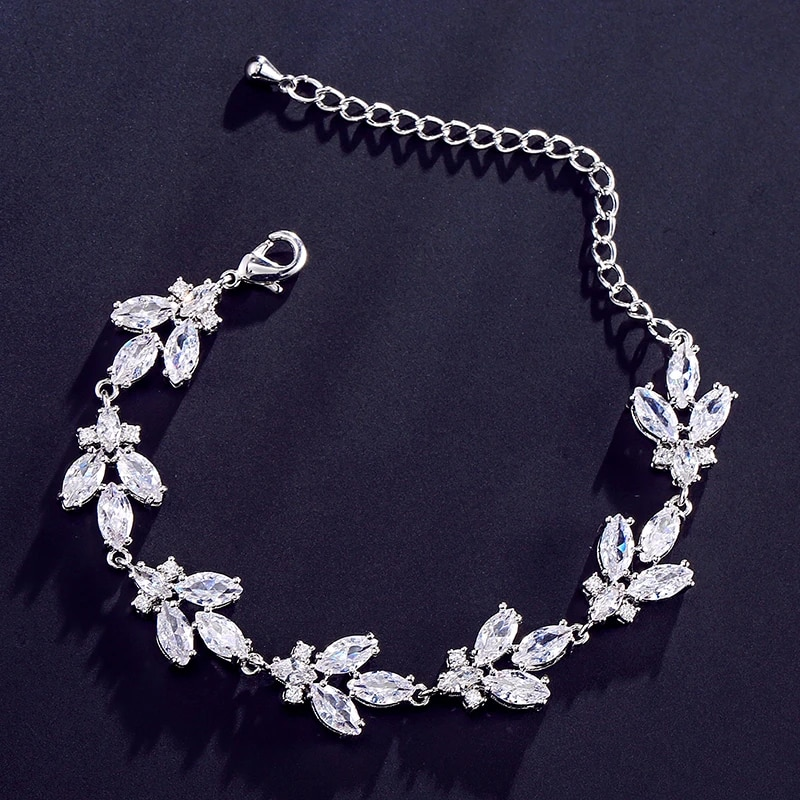 Willa Cubic Zirconia Bridal Bracelet - Sterling Silver & Rose Gold Wedding Jewelry for Bride, Bridesmaids & Special Occasions