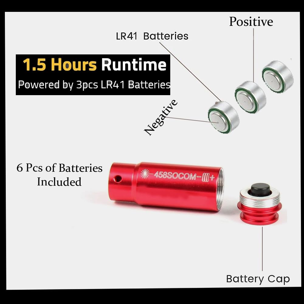 GOTICAL Red Dot .458 Laser Bore Sighter - Precision Hunting Tool for .458 Cartridge with Red Laser Boresighter | Perfect for Rifle Sight Alignment, Hunting, and Shooting Range Practice