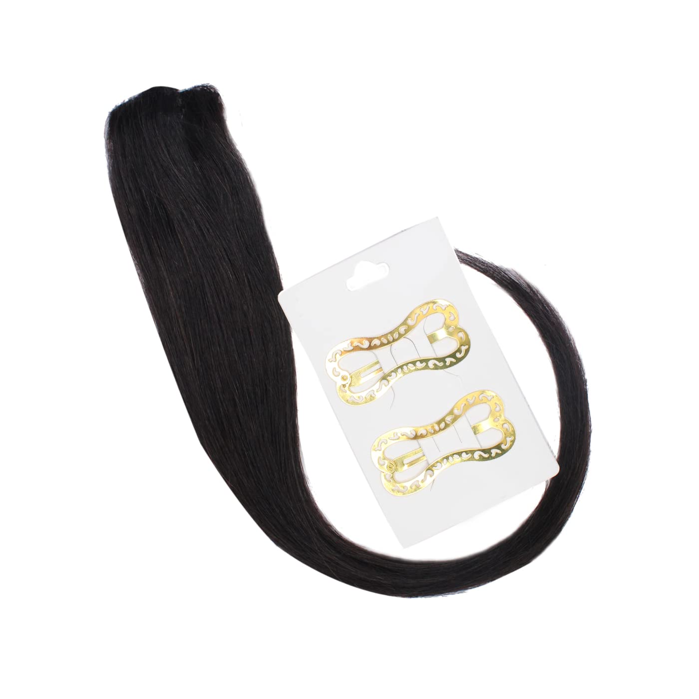 Majik Human Hair Side Cover Up Patch Extension For Women - 14 Inch Natural Brown Hair Topper - Set of 2 Pieces with Free Hair Clips - Perfect for Thinning Hair & Instant Volume - Great for Daily Wear, Parties & Special Occasions