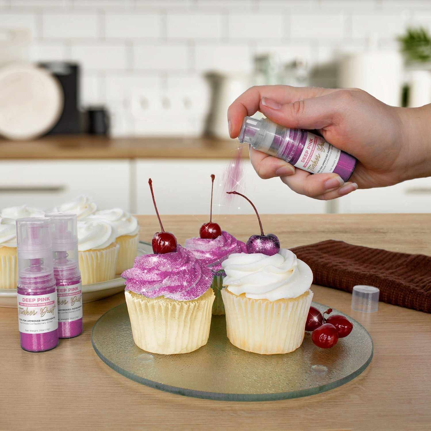 Deep Pink Edible Glitter Spray 25g Pump | Tinker Dust® - Food Safe Sparkle for Cakes, Cupcakes & Cocktails | Vegan & Kosher Certified