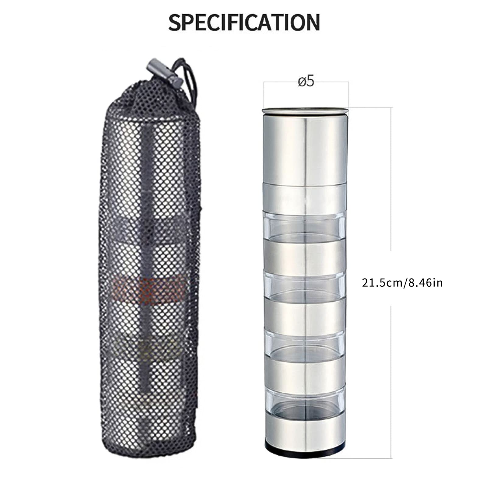 Premium Stainless Steel Spice Bottle Set with 4 Jars & Grinder - Stackable Portable Condiment Storage for Outdoor BBQ, Camping, Picnic & Travel - Perfect for Kitchen, RV & Backpacking Adventures