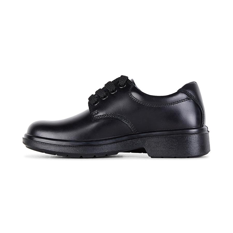 CLARKS Junior Daytona Triple Black Leather Shoes for Boys - Wide Width E - Comfortable & Durable School & Casual Wear