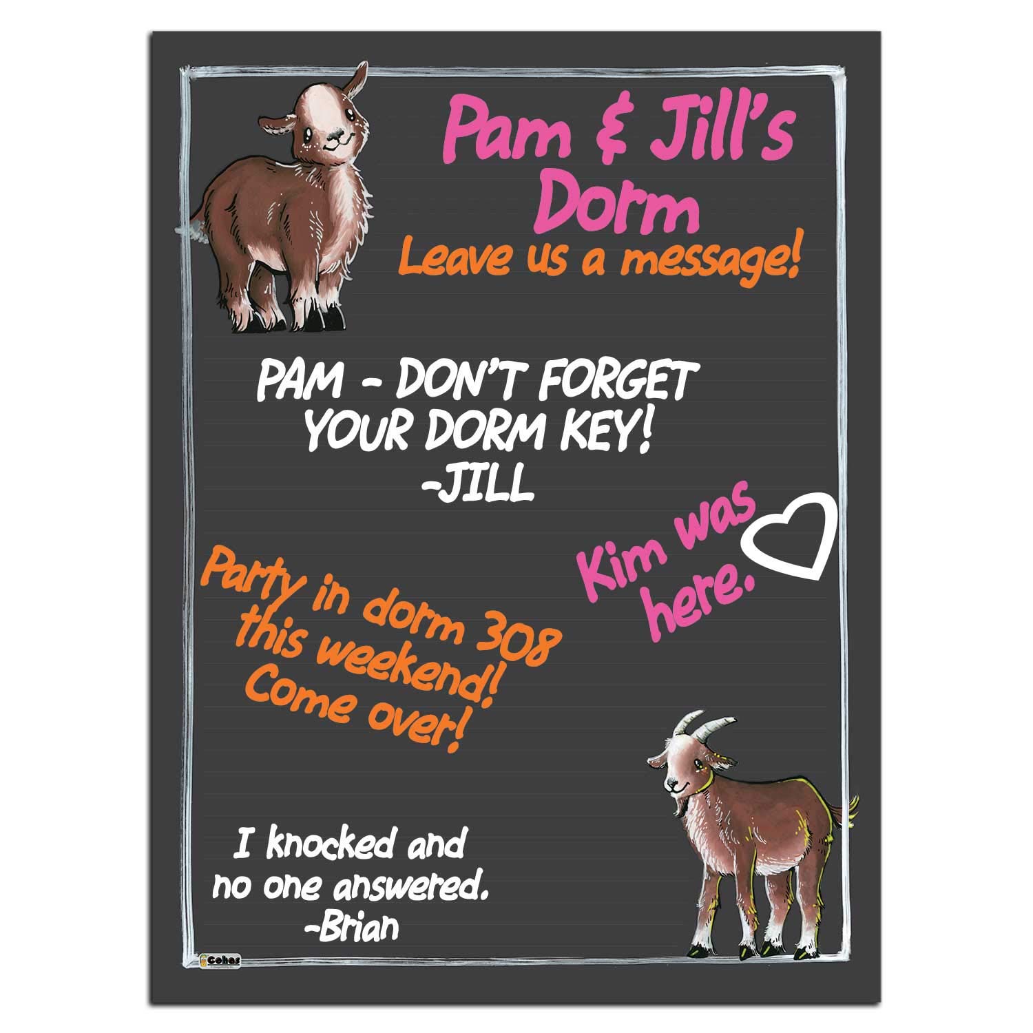 Cohas Magnetic Chalkboard with Goat Design - 12x16 Inches Farmhouse Decor, Includes Brown Goat Art & 3 Liquid Chalk Markers - Perfect for Kitchen Memo Board, Classroom Teaching & Kids Drawing Activities