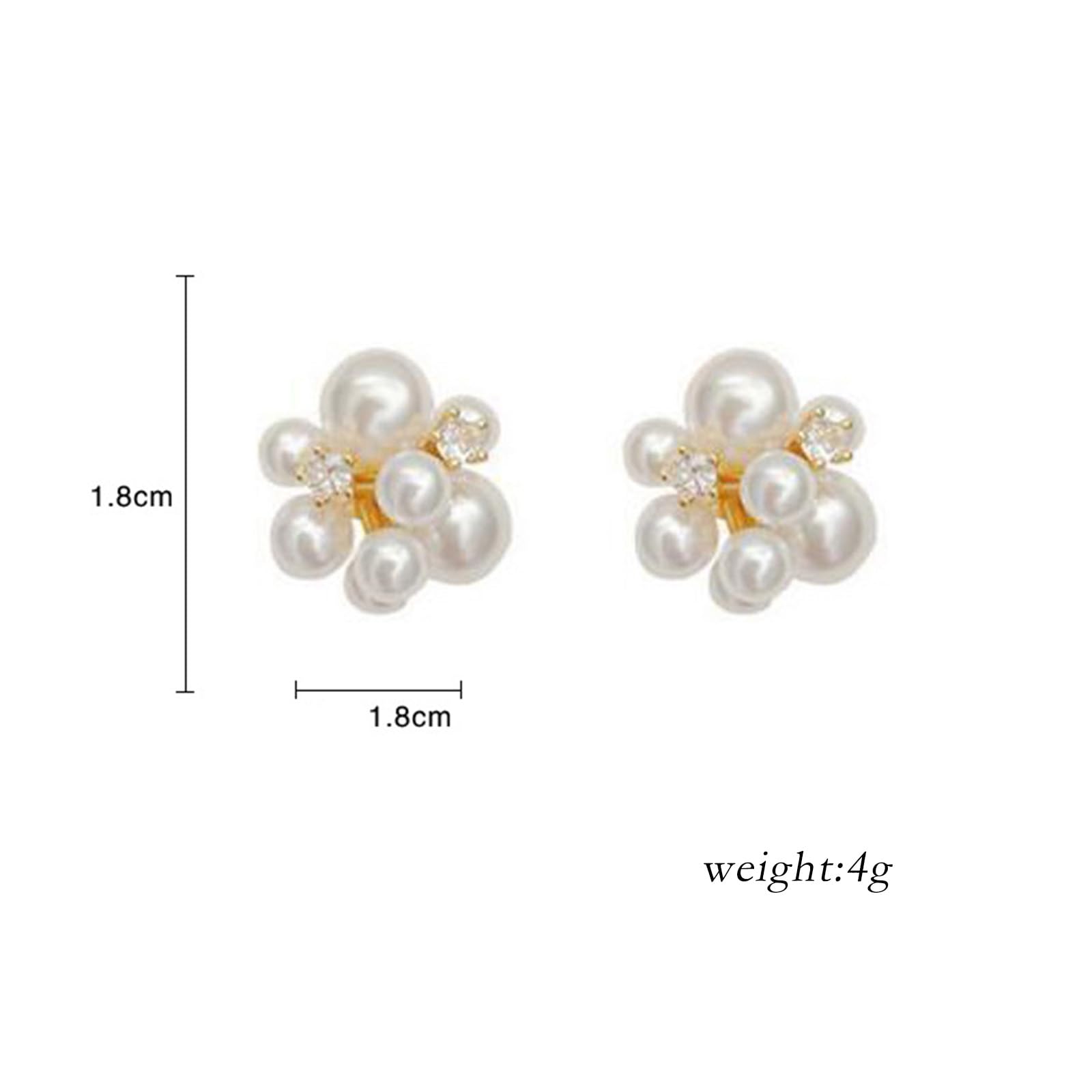 Boho Pearl Cluster Stud Earrings for Women - French Ball Drop Dangle Earrings with Rhinestones - Simulated Pearl Bridal Wedding Jewelry - Perfect for Boho Chic, Casual Wear, and Special Occasions