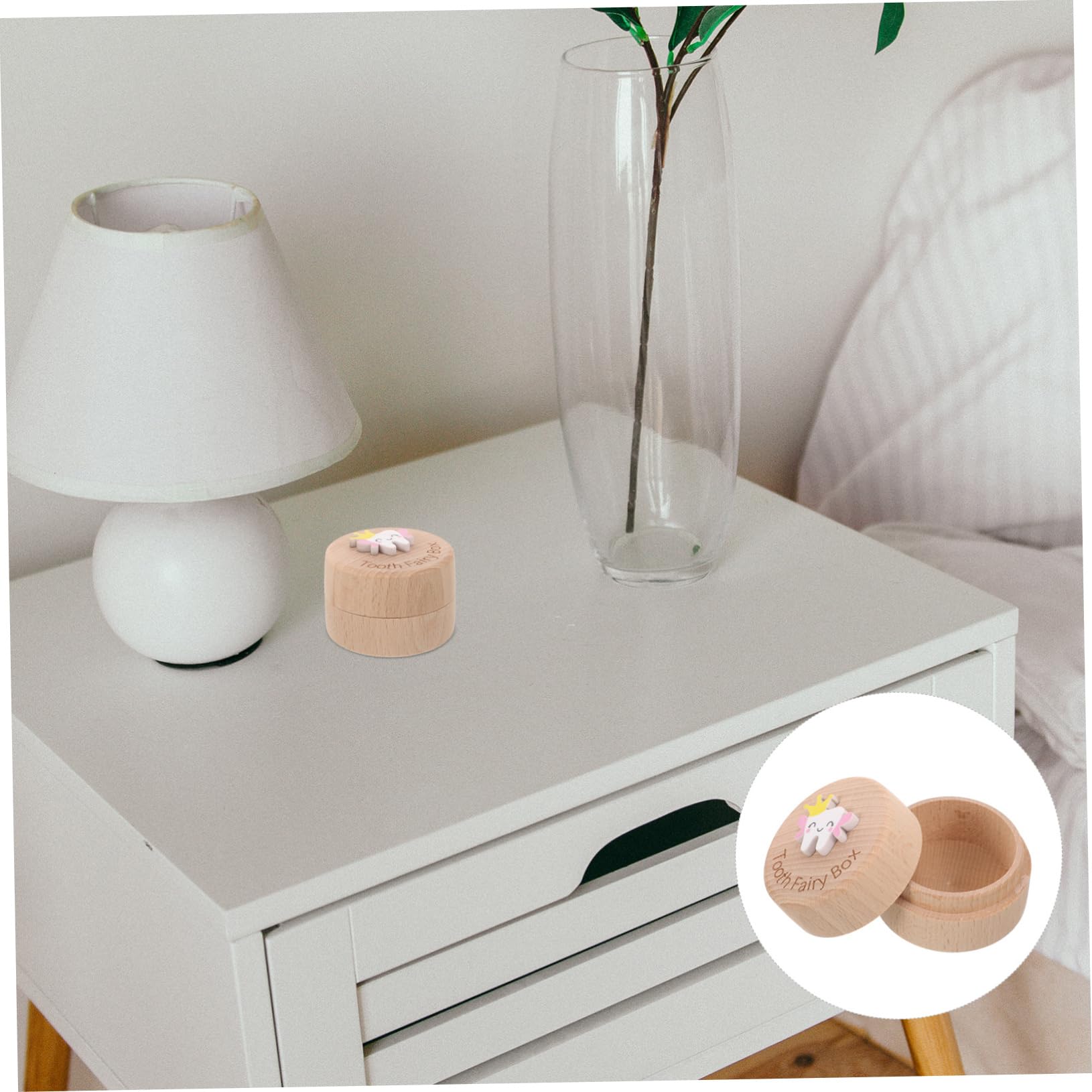 Beautiful Wooden Tooth Holder Box for Kids - Children's Tooth Keepsake Box with Fetal Hair Storage - Perfect for Baby Teeth Collection & First Hair Mementos