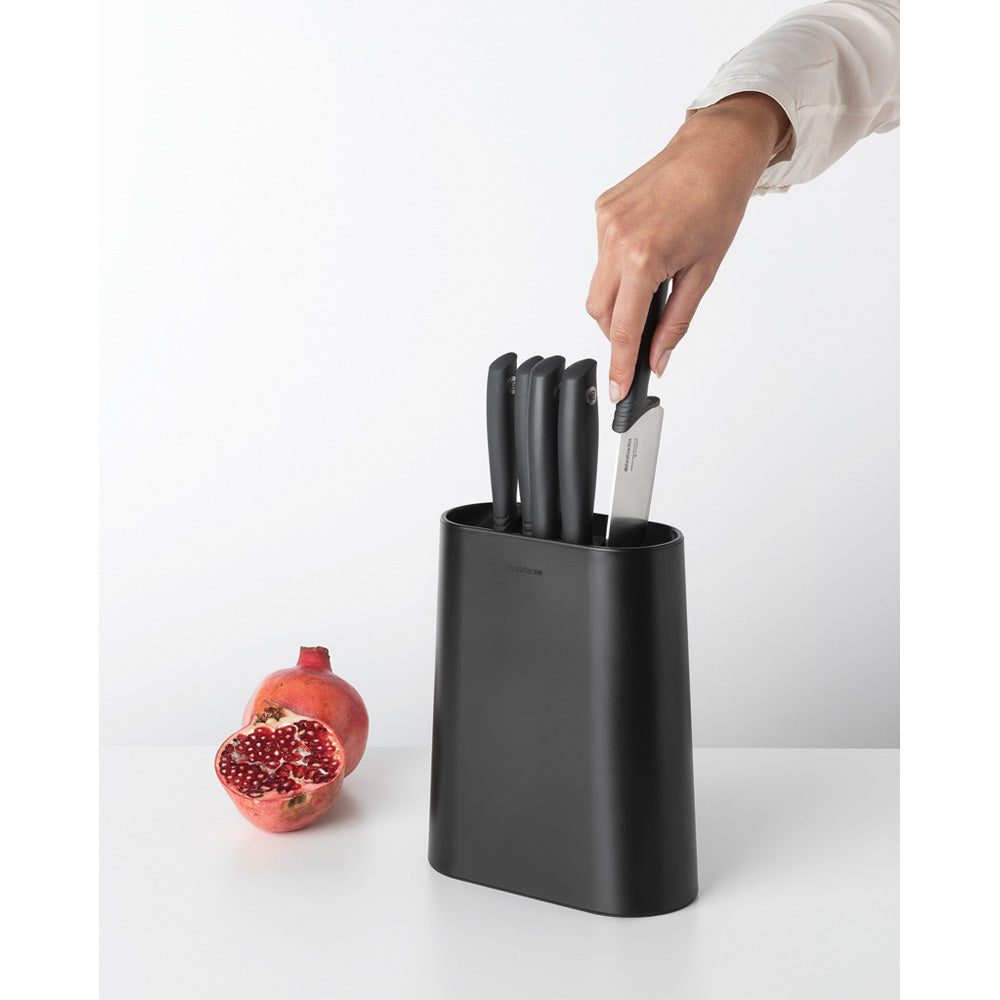 Premium 8-Piece Knife Block Set with Dark Grey Wood Stand - Perfect for Home Kitchen, Professional Chefs & Cooking Enthusiasts
