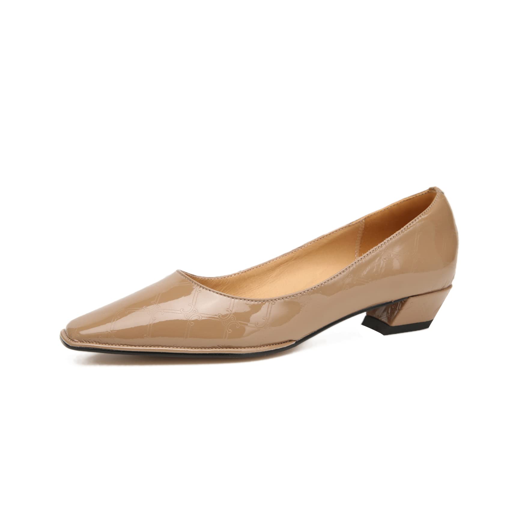 TinaCus Women's Handmade Patent Leather Loafers - Chunky Heel Slip On Casual Shoes for Work & Daily Wear | Comfortable Pumps for Office, Walking & Outfits