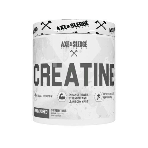 Axe & Sledge Creatine Monohydrate Powder 250g - Pure Muscle Building Supplement for Strength & Recovery | Pre & Post Workout