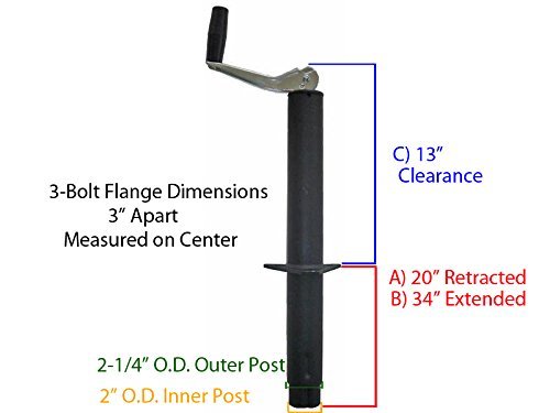 RAM A-Frame Trailer Jack with Wheel & Mounting Hardware - Heavy Duty Stabilizer for RV, Boat, and Utility Trailers