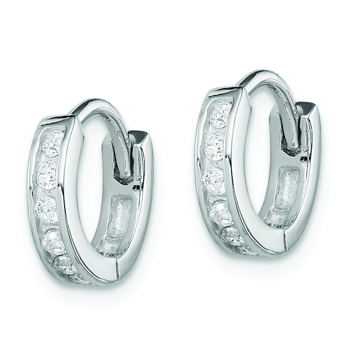 Sterling Silver Rhodium-Plated Cubic Zirconia Hinged Hoop Earrings for Women - Elegant & Hypoallergenic Jewelry Gift for Parties, Weddings & Everyday Wear