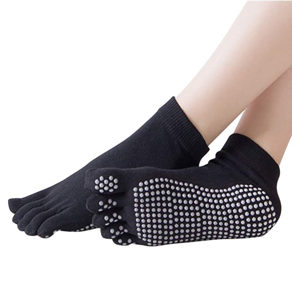 Non-Slip Yoga Socks for Women - Toe Separated Ballet Dance Socks (Black) - Perfect for Yoga & Pilates