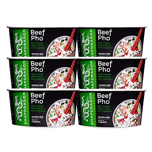 Premium Snapdragon Vietnamese Pho Soup Bowl - Authentic Rice Noodle Soup, 2.1 oz (Pack of 6) | Quick & Easy Asian Meal, Lunch or Dinner | Perfect for Home, Office & Camping