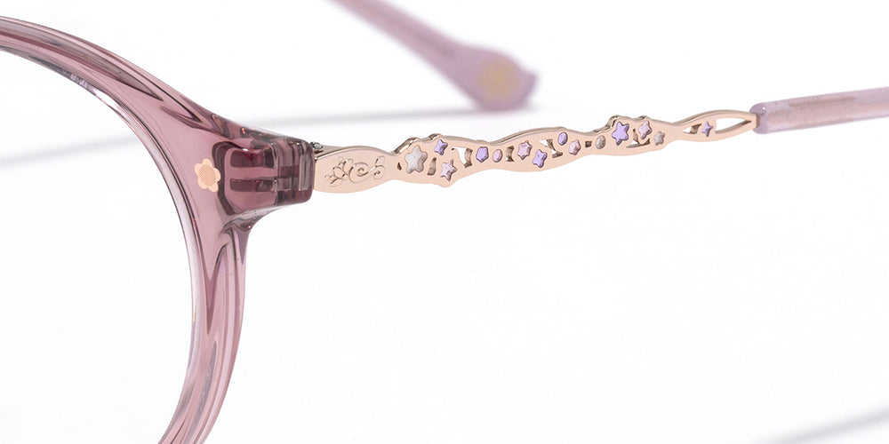 JINS x Disney Princess Kids Rapunzel 102 Eyeglasses - Cute & Durable Children's Glasses for Girls - Perfect for School, Reading & Disney Costume Play