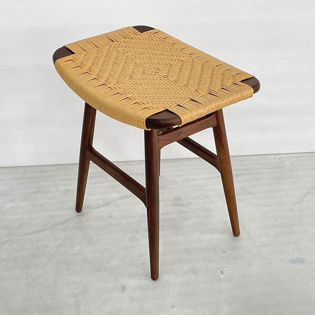 Freja Stool with Woven Paper Cord Seat - Modern Boho Accent Chair for Living Room, Bedroom, or Patio Decor