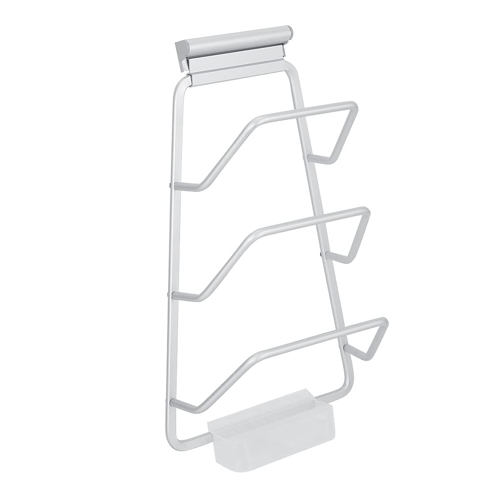 3-Tier Aluminum Kitchen Organizer with U-Shaped Grooves - Space-Saving Lid Rack for Pots & Pans (34x24cm) - Perfect for Home Kitchens & Restaurants - Organize Cookware Lids Neatly on Countertops or Inside Cabinets