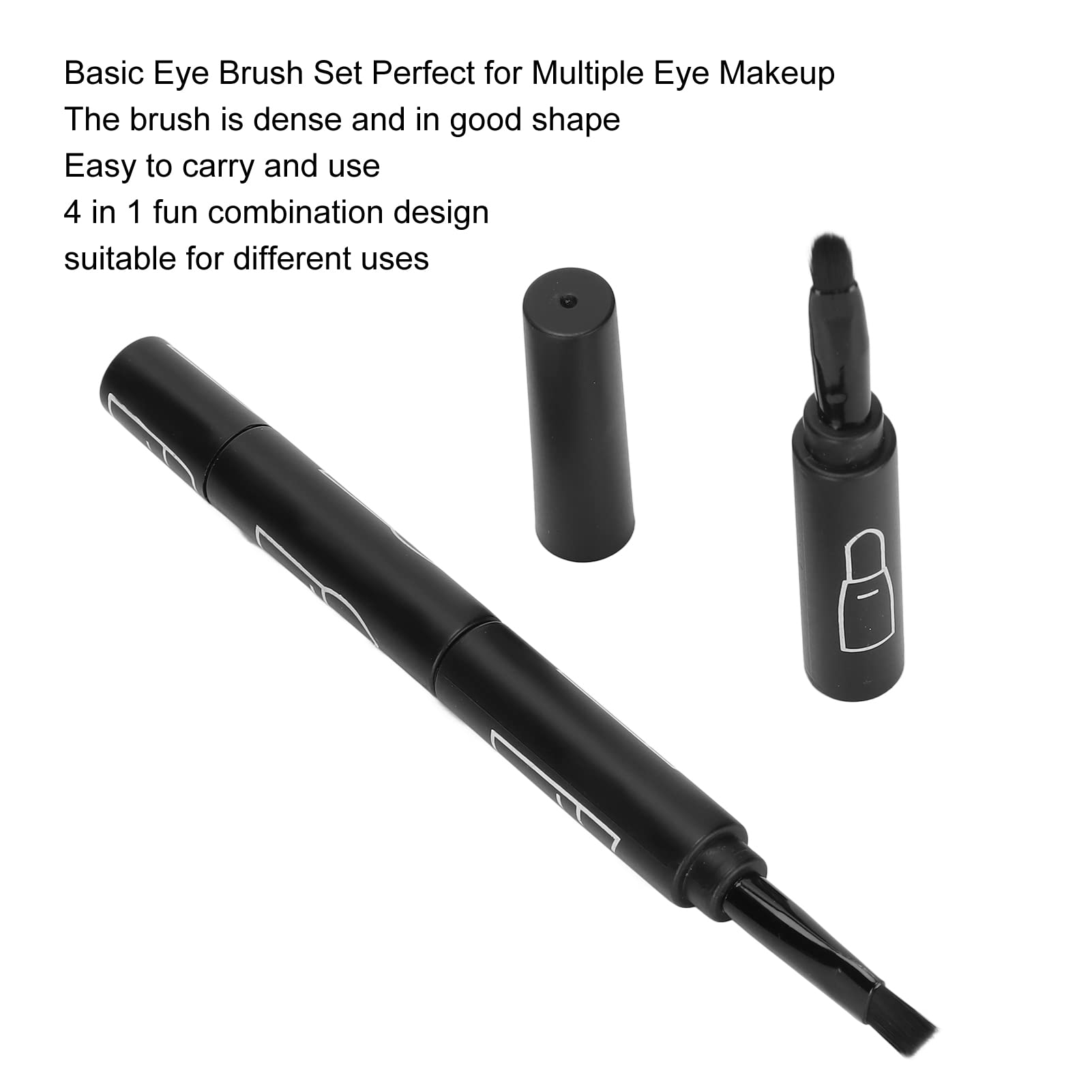 4 in 1 Retractable Makeup Brush Set - Portable Telescopic Lip, Eyebrow & Eyeshadow Brushes for Travel (Black) | Perfect for On-the-Go Touch Ups & Professional Makeup Application