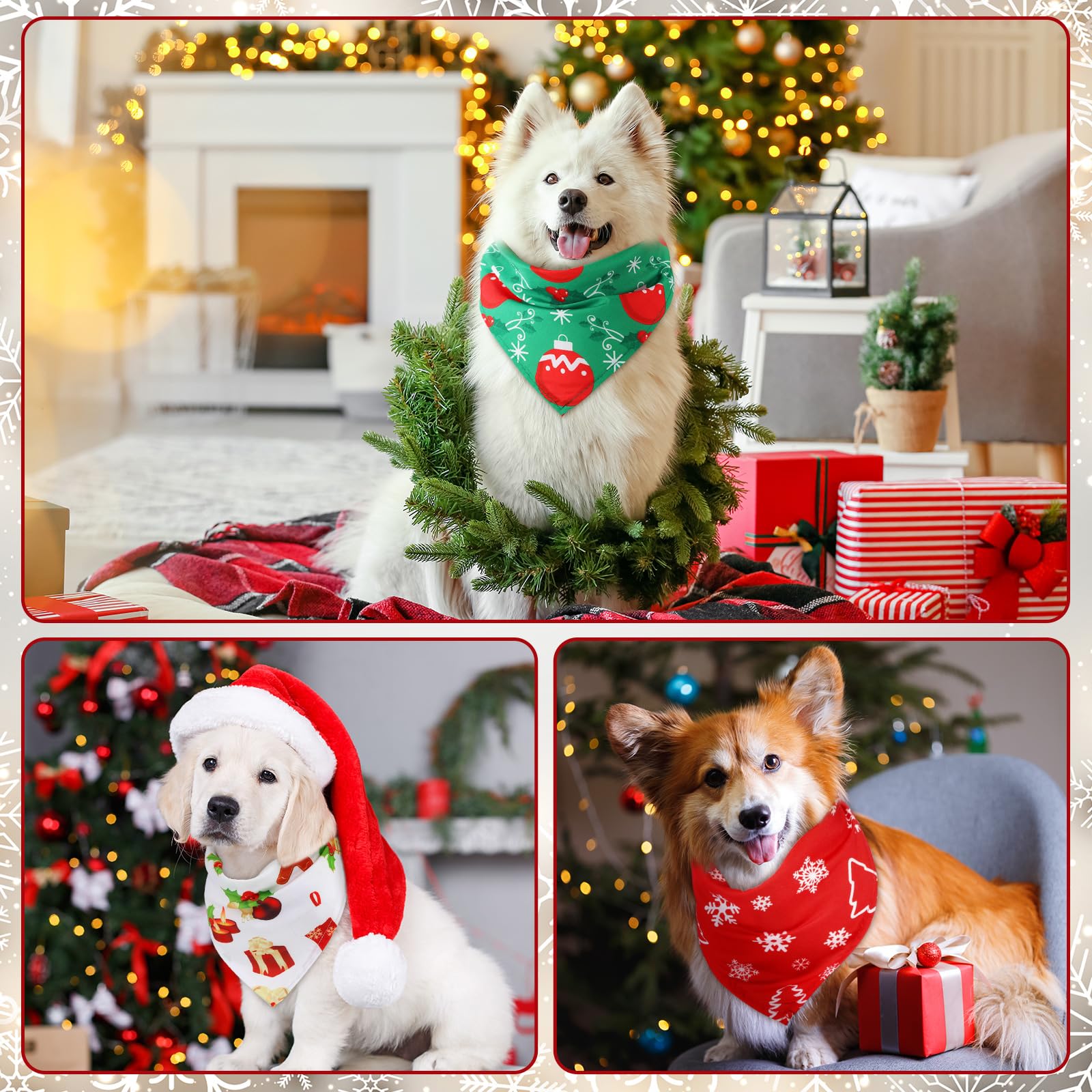 50 Pack Christmas Dog Bandanas Bulk – Festive Holiday Pet Bandanas for Small & Large Dogs, Xmas Dog Bibs & Triangle Scarves – Cute Christmas Pet Costume Accessories & Decorations (31.5