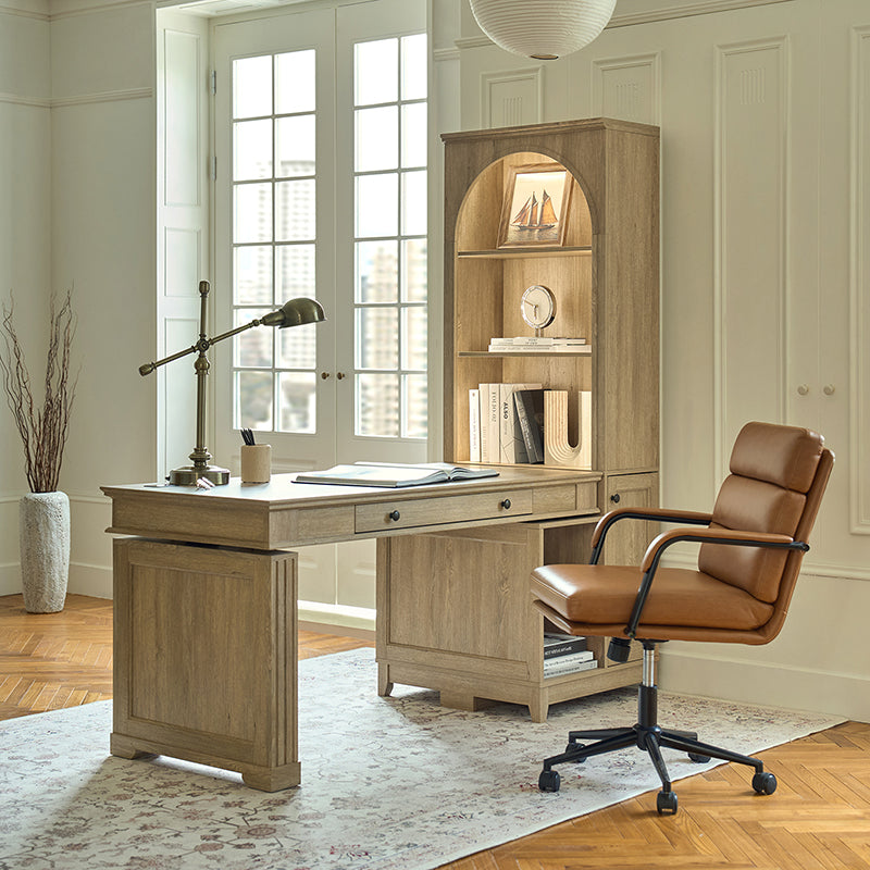 Derrus Electric Height Adjustable Standing Desk with Built-in Bookcase & LED Lights - Perfect for Home Office, Study, and Workspace Organization