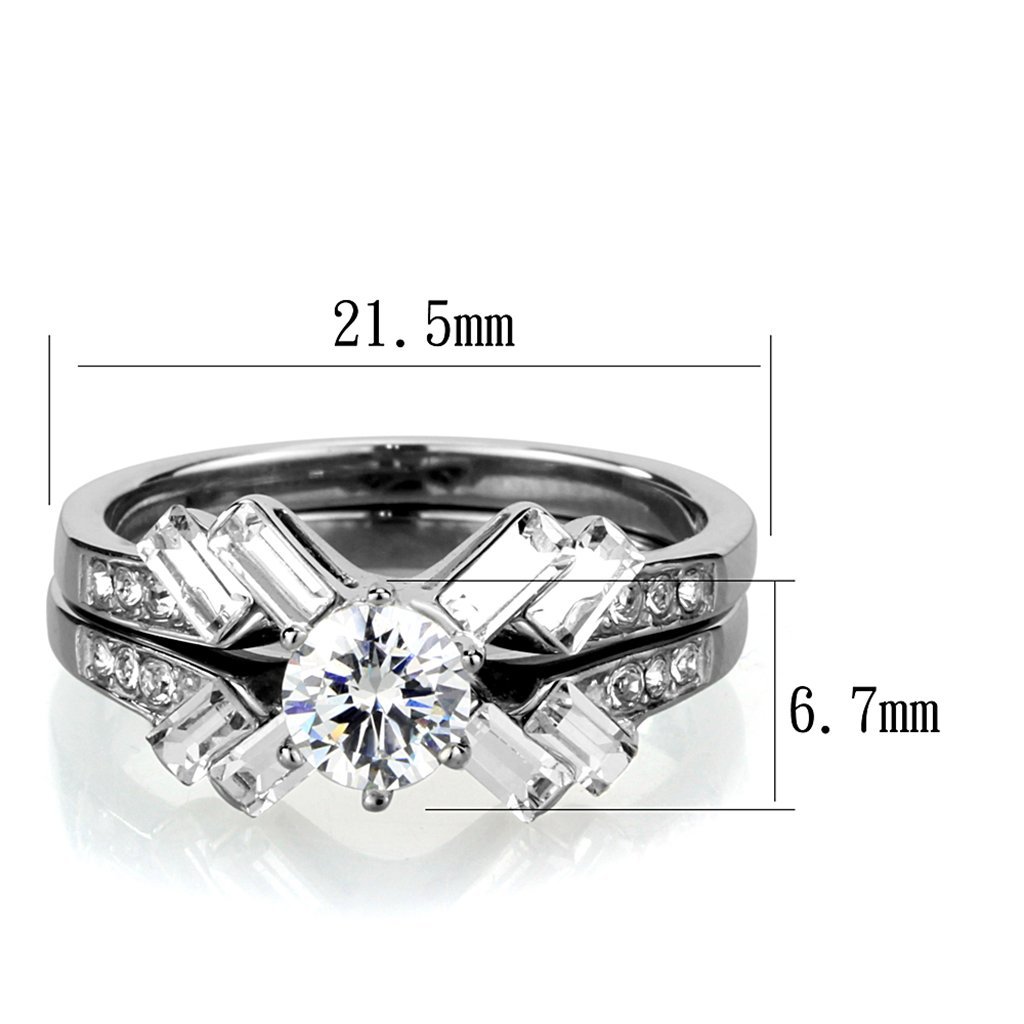 1.65ct CZ Wedding Ring Set for Women - Round & Baguette Cut - Size 5-10 - Perfect for Bridal & Anniversary Gifts