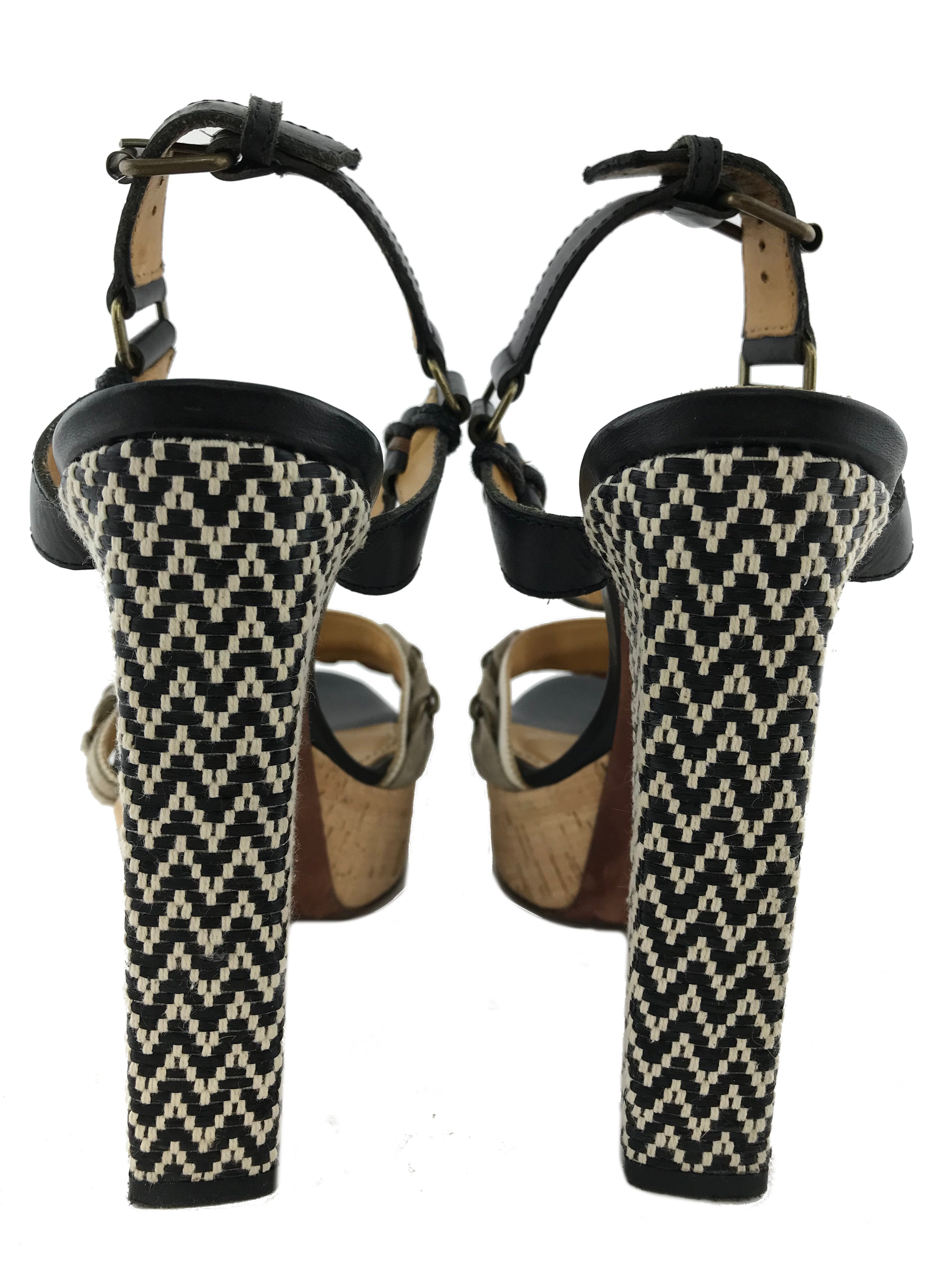 Lanvin Women's Size 9 Braided Leather & Raffia Platform Sandals - Comfortable High Heel Summer Wedges for Beach, Party & Casual Outfits