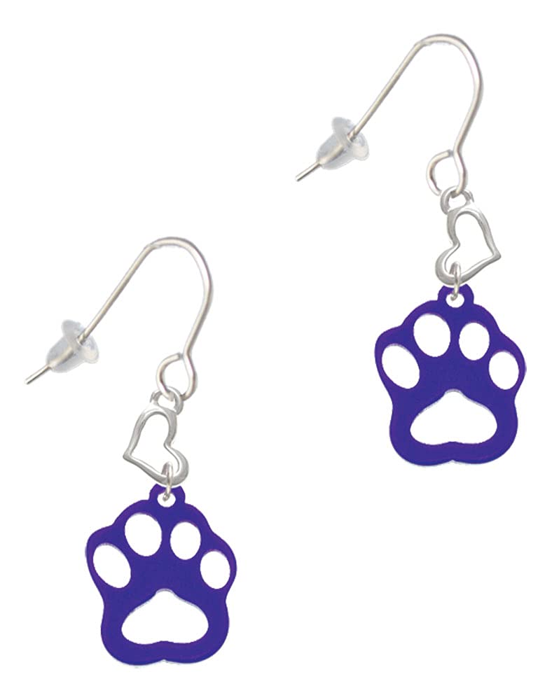 Delight Jewelry Acrylic Small Paw & Heart French Earrings - Cute Animal Inspired Stud Earrings for Women, Girls | Perfect for Daily Wear, Gifts, Parties & Casual Outfits