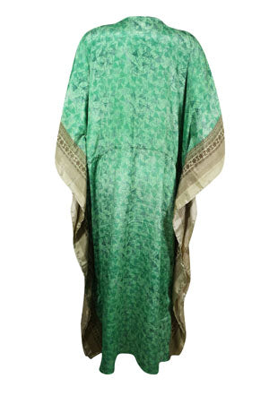 Boho Summer Maxi Kaftan Dress - Flowy Mint Green Beach Cover Up - Lightweight Silk Caftan for Women (Size L-2X) | Perfect for Beach Vacations, Pool Parties & Boho Fashion Outfits