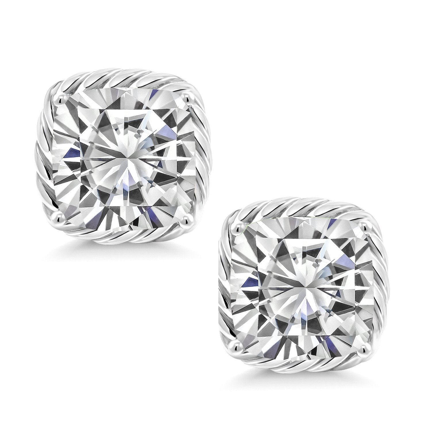 10K White Gold 7MM Cushion Cut Birthstone Stud Earrings for Women & Men | Genuine Gemstone Jewelry | Perfect Gift for Mom, Wife, Her | Anniversary, Birthday, Valentine's Day Present | Everyday Wear & Special Occasions