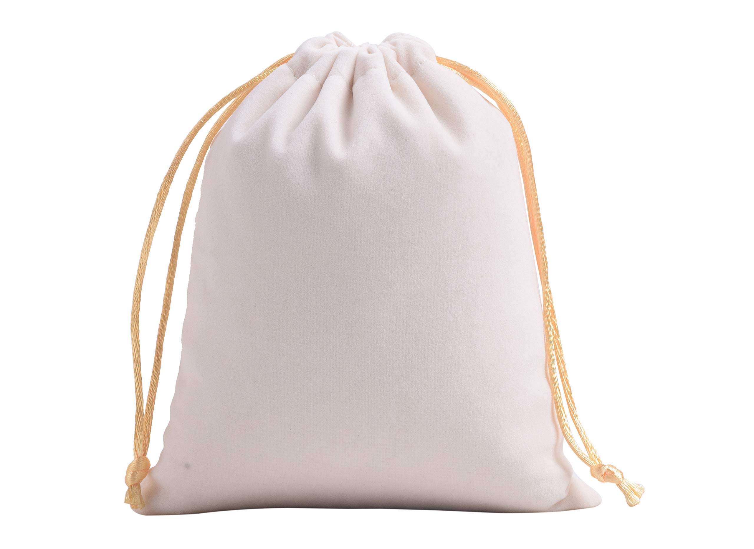 Premium 50-Piece Small Cream Velvet Drawstring Bags for Jewelry Storage, Wedding Favors, Party Gifts & Candy Packaging - 2.8x3.6 Inch - Elegant Gift Bags for Bridal Shower, Baby Shower & Special Occasions