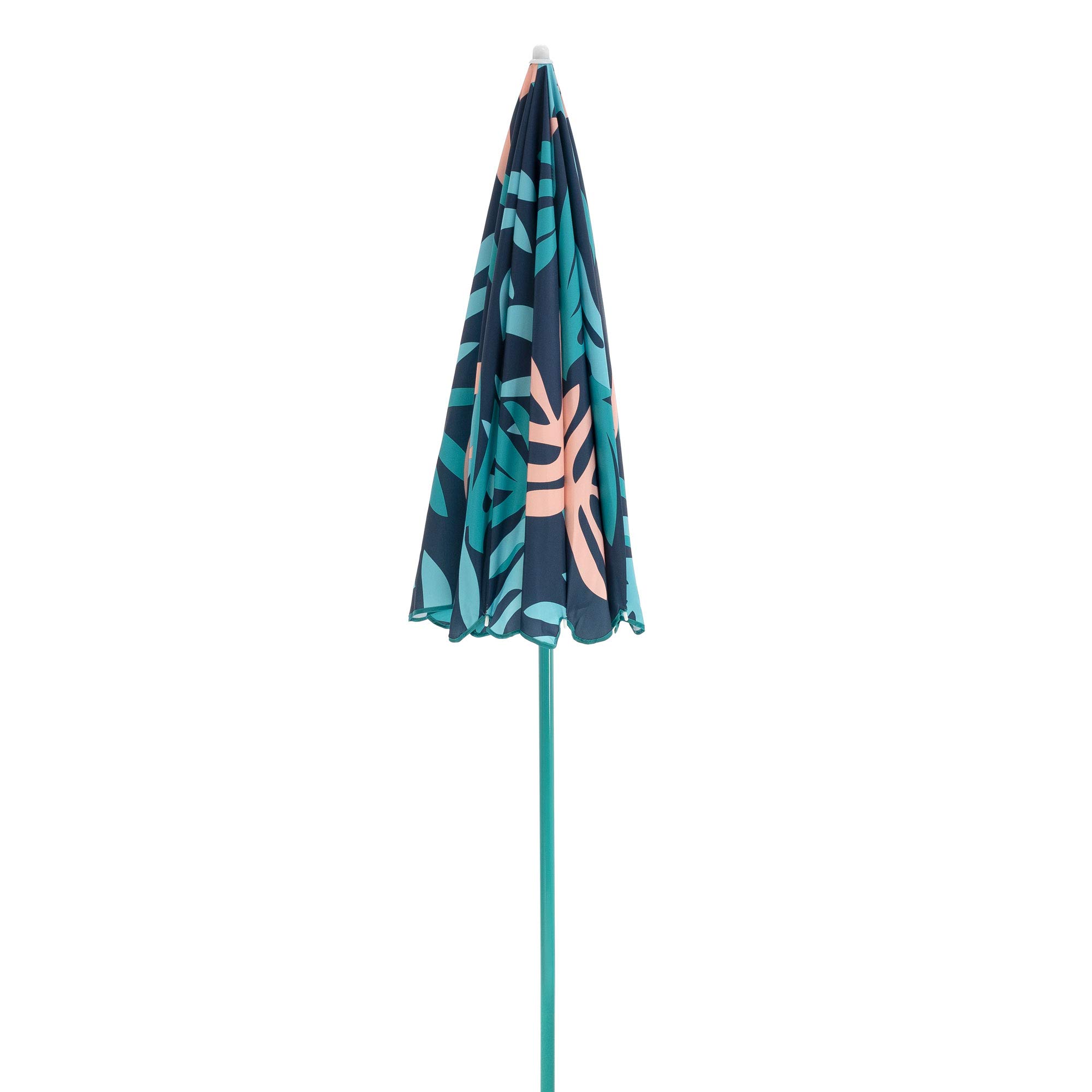 3053261VMI Moda Outdoor Adjustable Height Push Button Tilt Umbrella with Carrying Bag - Coral Leaf Print Beach Umbrella for Picnics, Poolside, Backyard & Patio Use