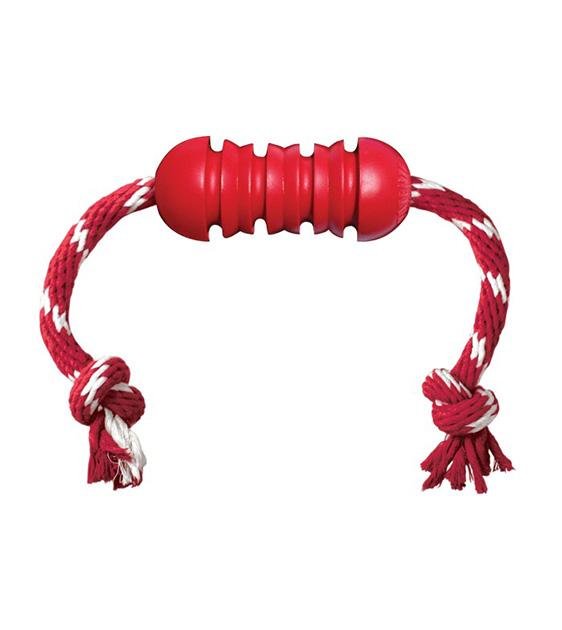KONG Dental Dog Chew Toy with Rope - Durable Interactive Pet Chew for Teeth Cleaning & Playtime Fun
