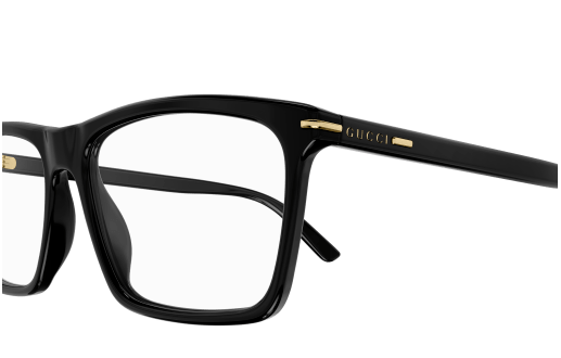 Gucci GG1445O 005 Black Clear Rectangular Men's Eyeglasses | Premium Designer Sunglasses for Men | Perfect for Business, Driving & Fashion Accessories